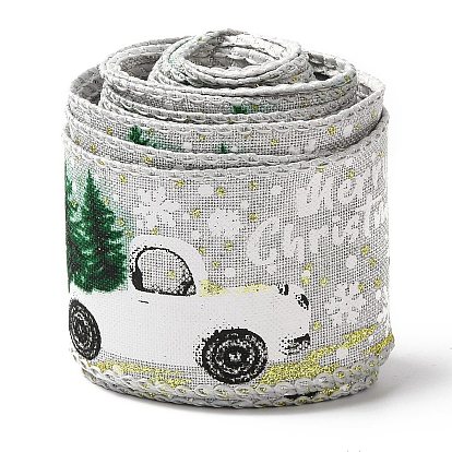 Ruban de lin imitation polyester thème de Noël, pour la décoration d'artisanat de noël, modèle de voiture