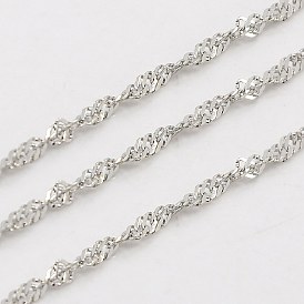 304 Stainless Steel Singapore Chains, Water Wave Chains, Soldered, Faceted, 165x2mm
