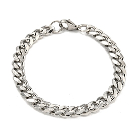 201 Stainless Steel Curb Chain Bracelets with Lobster Claw Clasps for Men