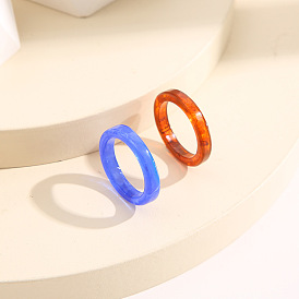 Geometric Resin Tortoise Shell Rings Set for Summer Fashion - 2 Pieces