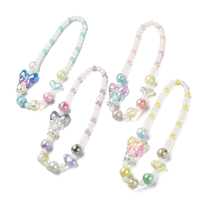 Sparkling Heart & Butterfly Resin & Acrylic Beaded Necklace