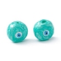 Glass Beads, with Enamel, Flat Round with Evil Eye Pattern