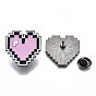 Alloy Brooches, Enamel Pin, with Brass Butterfly Clutches, Heart, Gunmetal
