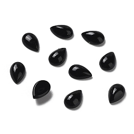 Natural Black Onyx Cabochons, Teardrop, Dyed & Heated