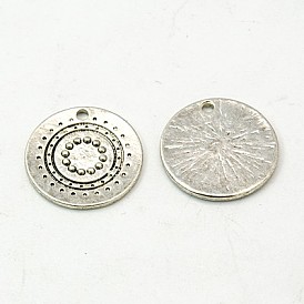 Tibetan Style Pendants, Lead Free and Cadmium Free, Flat Round, 19x1mm, Hole: 1mm