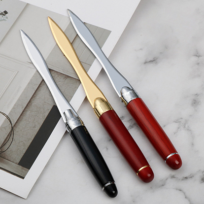 Портативный офисный нож для открывания писем из нержавеющей стали, с ручкой из красного дерева