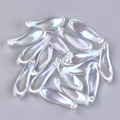 Colgantes de cristal transparente, color de ab chapado, hoja