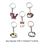 5Pcs 5 Style Cute Cartoon PVC Plastic Cat Pendant Keychain, with Iron Findings