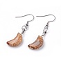 Natural & Synthetic Mixed Gemstone Dangle Earrings, Crescent Moon Earrings, with 304 Stainless Steel Earring Hooks