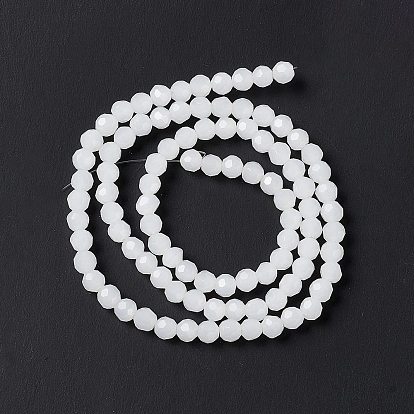 Perles en verre jade d'imitation, à facettes (32 facettes), ronde