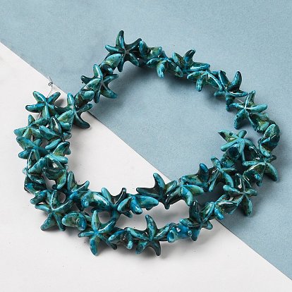 Synthetic Turquoise Dyed Beads Strands, Fuel Injection Effect, Starfish