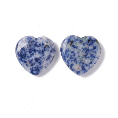 Jaspe naturel à pois bleus coeur pierre d'amour, pierre de palme de poche pour équilibrer le reiki