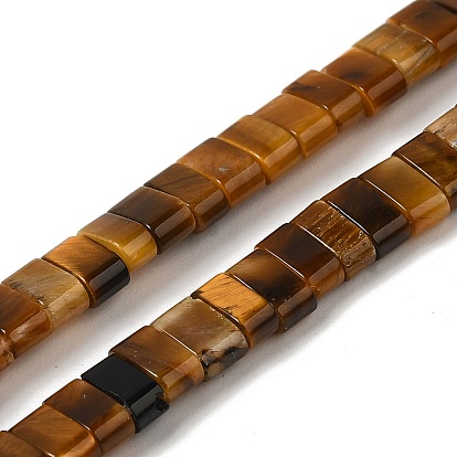 Natural Tiger Eye Beads Strands, 2-Hole, Rectangle