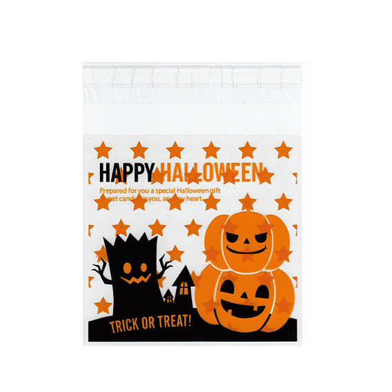 Rectangle sacs opp cellophane pour Halloween, 13.2x9.9 cm, épaisseur unilatérale: 0.035 mm, sur 95~100 pcs / sac