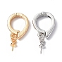 Brass Micro Pave Clear Cubic Zirconia Twister Clasps, for Half Drilled Bead