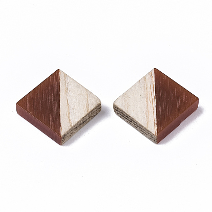 Cabochons bicolores en résine et bois, carrée