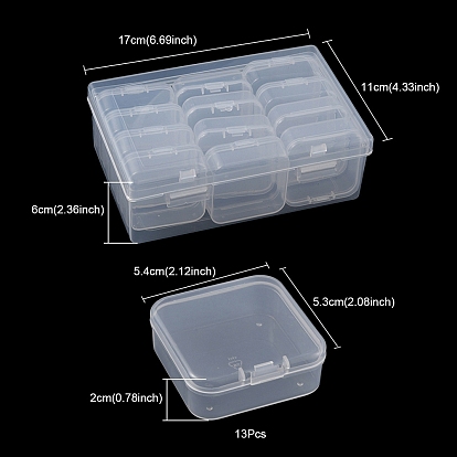 12 Conteneurs de stockage de perles d'organisateur en plastique carré pcs