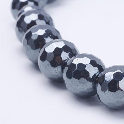 Немагнитные синтетические гематит ожерелья, бисера ожерелья, с магнитными застежками, граненые