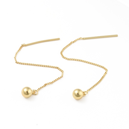 Brass Ball Tassel Dangle Stud Earrings, Ear Thread for Women, Cadmium Free & Lead Free