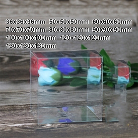 Boîtes pliables en pvc transparent, pour les bonbons artisanaux emballage de mariage faveur faveur boîtes-cadeaux, carrée
