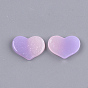 Resin Cabochons, with Glitter Powder, Two Tone, Heart