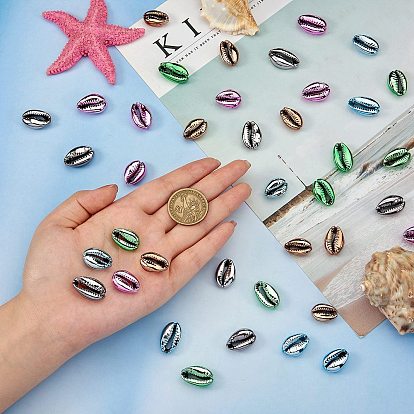 50 pcs 5 couleurs perles de coquillages électrolytiques, perles non percées / sans trou, shell cauris