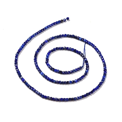 Natural Lapis Lazuli Beads Strands, Faceted, Cube