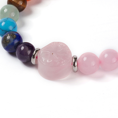 Bracelets extensibles naturels et synthétiques de perles mélangées de pierre et de pierres précieuses