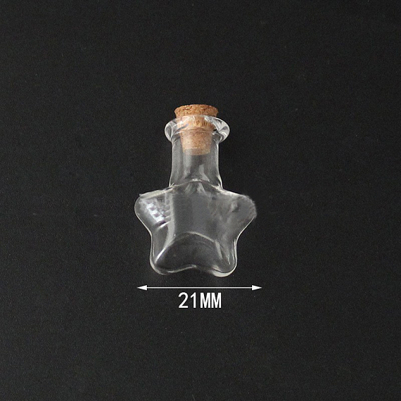 Mini contenants de perles de bouteille en verre à haute teneur en borosilicate, souhaitant bouteille, avec bouchon en liège, étoiles