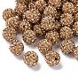 Pave Disco Ball Beads, Polymer Clay Rhinestone Beads, Round, PP13(1.9~2mm), 6 Rows Rhinestone, 10mm, Hole: 1.5mm