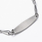 304 Stainless Steel ID Bracelets, with Lobster Claw Clasps, Drop
