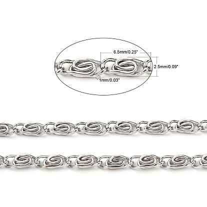 Lumachina Iron Chains, Unwelded, Silver Color, with Spool, 6.5x2.5x1mm, about 328.08 Feet(100m)/roll