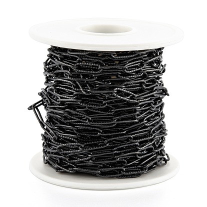 304 Stainless Steel Paperclip Chains, Soldered, with Spool