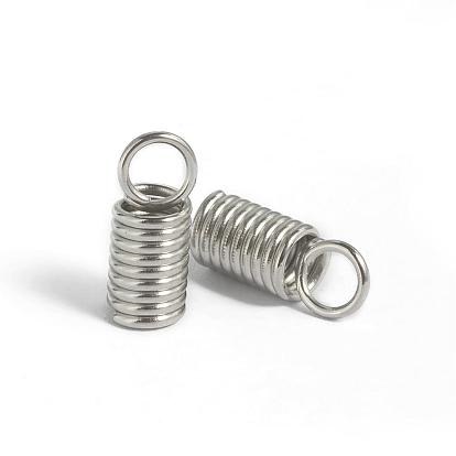 304 Stainless Steel Coil Cord Ends, 11x4.5mm, Hole: 3mm, Inner Diameter: 3mm