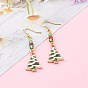 Christmas Theme Alloy Enamel Dangle Earrings, with Brass Earring Hooks and Glass Seed Beads, Mixed Shapes, Golden