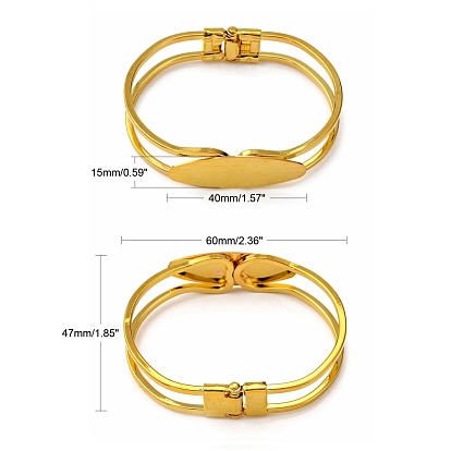 Decisiones brazalete de bronce, base de brazalete en blanco, chapado en rack, oval