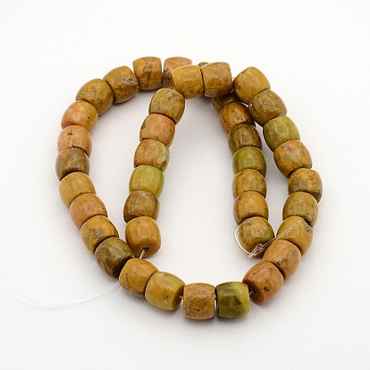 Natural Larderite Shoushan Tianhuang Stone Drum Bead Strands, 12x10mm, Hole: 2mm, about 40pcs/strand, 15.75 inch