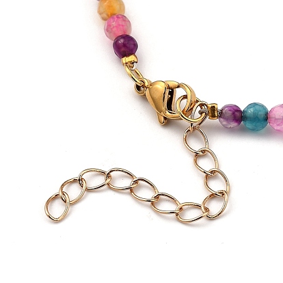 Pierres précieuses naturelles colliers de perles, avec des perles en laiton rondes et étoilées et 304 fermoirs à pince de homard en acier inoxydable