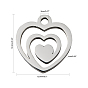 304 Stainless Steel Charms, Stamping Blank Tag, Heart with Heart