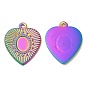 Ion Plating(IP) 304 Stainless Steel Pendant Cabochon Settings, Heart Charms