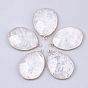 Natural Quartz Crystal Pendants, Rock Crystal Pendants, with Brass Findings, Faceted, Drop, Golden