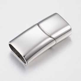 Surface lisse 304 fermoirs magnétiques en acier inoxydable avec extrémités à coller, rectangle, 15x29x8mm, Trou: 6x13mm