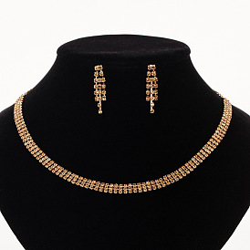 Minimalist Water Diamond Choker Necklace and Earrings Set for Elegant Evening Events - N318