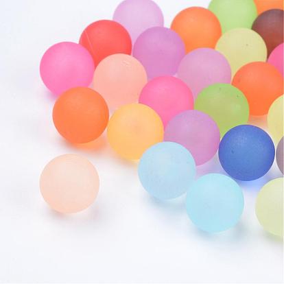 Transparent Acrylic Beads, No Hole Beads, Frosted, Round