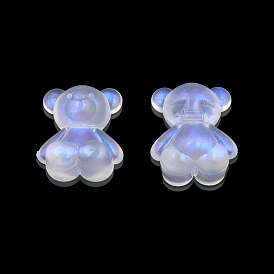 Transparent Acrylic Beads, with Glitter Powder, Bear