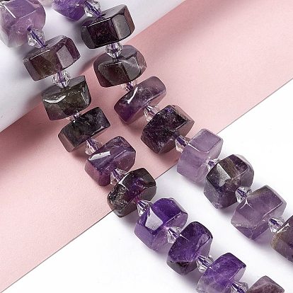 Natural Amethyst Beads Strands, Faceted, Flat Round