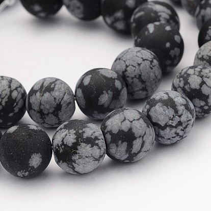 Natural Snowflake Obsidian Gemstone Beads, Frosted, Round