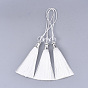 Polyester Tassel Big Pendant Decorations, with Alloy Findings and Glass Beads, Antique Silver