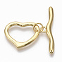 Laiton fermoirs toggle, avec des anneaux de saut, pour le bricolage fabrication de bijoux, cœur, sans nickel