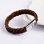 Trendy Leather Braided Cord Bracelets, with 304 Stainless Steel Magnetic Clasps, 215x12x6mm